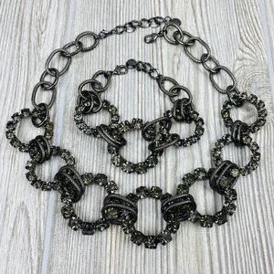 Alfani Necklace & Bracelet Set Rhinestone Gray